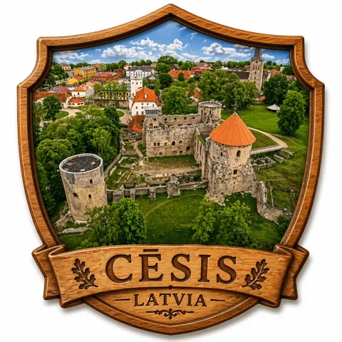 Divslāņu koka magnēts “Cēsis”