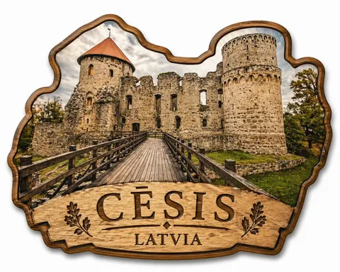 Divslāņu koka magnēts “Cēsis”