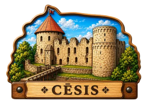 Divslāņu koka magnēts “Cēsis”