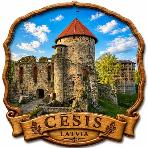 Divslāņu koka magnēts “Cēsis”