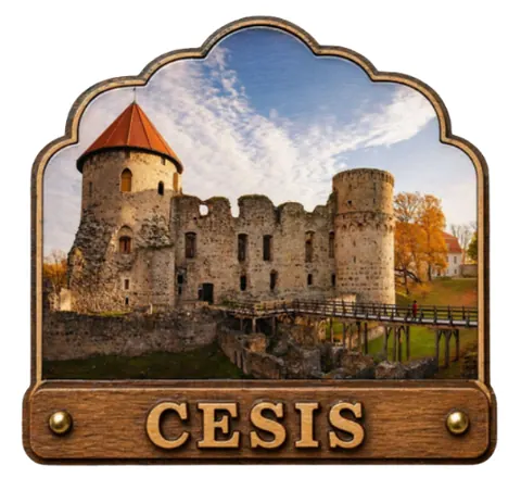 Divslāņu koka magnēts “Cēsis”