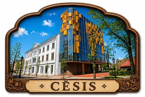Divslāņu koka magnēts “Cēsis”