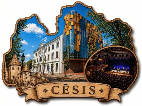 Divslāņu koka magnēts “Cēsis”