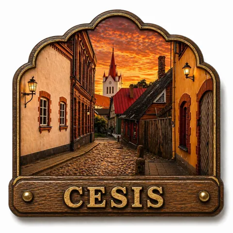 Divslāņu koka magnēts “Cēsis”