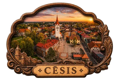 Divslāņu koka magnēts “Cēsis”