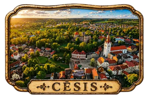 Divslāņu koka magnēts “Cēsis”