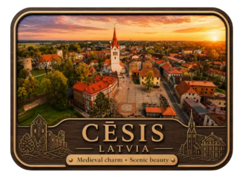 Divslāņu koka magnēts “Cēsis”