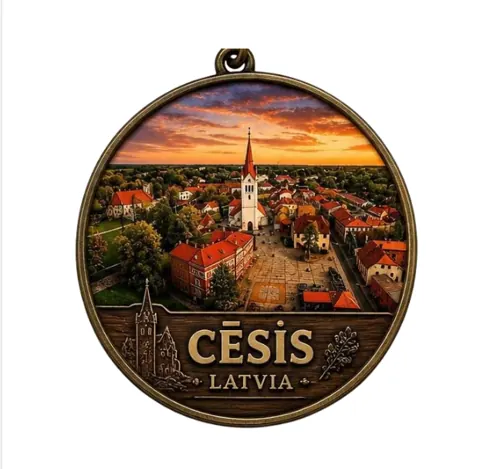 Divslāņu koka atslēgu piekariņš “Cēsis”