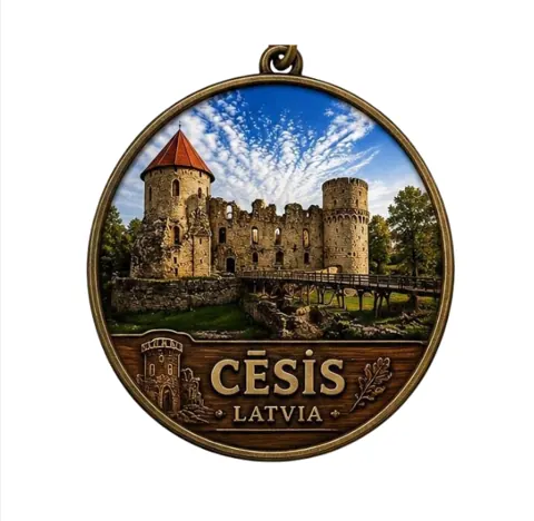 Divslāņu koka atslēgu piekariņš “Cēsis”