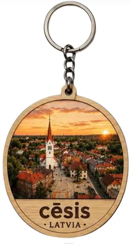 Divslāņu koka atslēgu piekariņš “Cēsis”