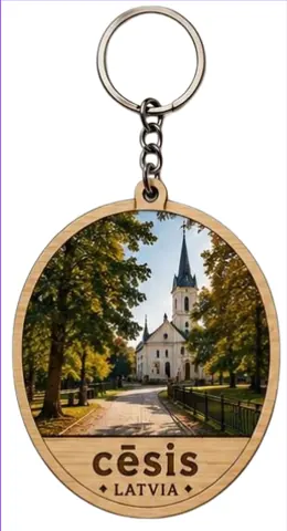 Divslāņu koka atslēgu piekariņš “Cēsis”