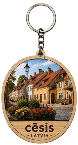 Divslāņu koka atslēgu piekariņš “Cēsis”