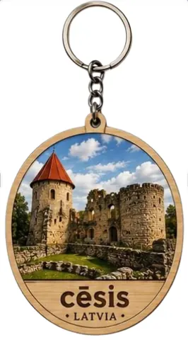 Divslāņu koka atslēgu piekariņš “Cēsis”