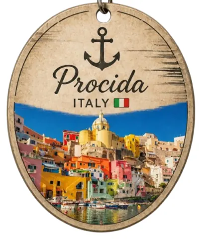Divslāņu koka atslēgu piekariņš “Procida”