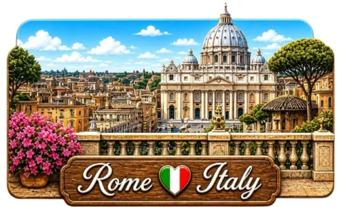 Divslāņu koka magnēts “Roma”