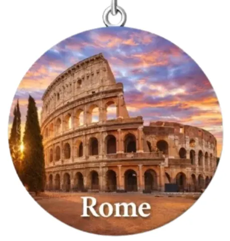 Divslāņu koka atslēgu piekariņš “Roma”