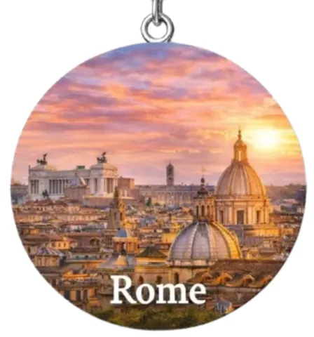 Divslāņu koka atslēgu piekariņš “Roma”