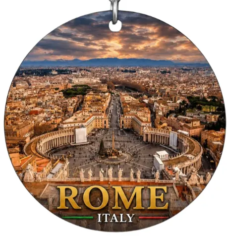 Divslāņu koka atslēgu piekariņš “Roma”