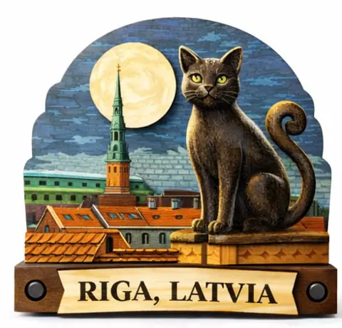 Divslāņu koka magnēts “Rīga”