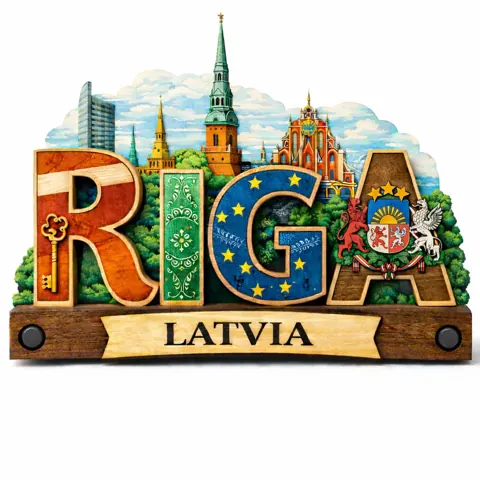 Divslāņu koka magnēts “Rīga”