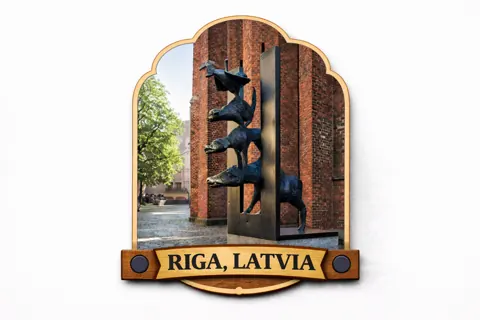 Divslāņu koka magnēts “Rīga”