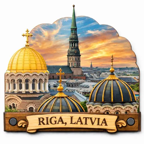 Divslāņu koka magnēts “Rīga”