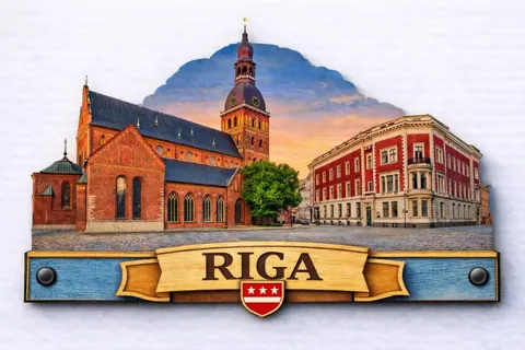 Divslāņu koka magnēts “Rīga”