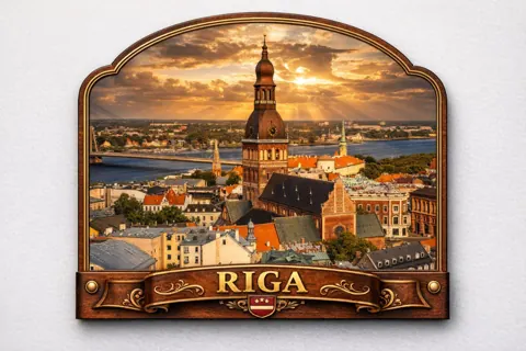 Divslāņu koka magnēts “Rīga”