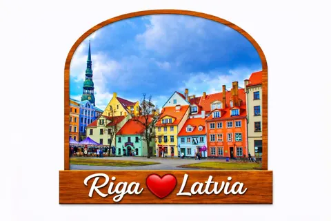 Divslāņu koka magnēts “Rīga”