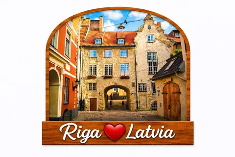 Divslāņu koka magnēts “Rīga”