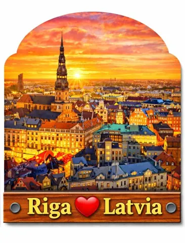 Divslāņu koka magnēts “Rīga”