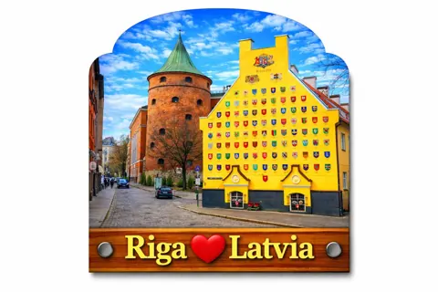 Divslāņu koka magnēts “Rīga”