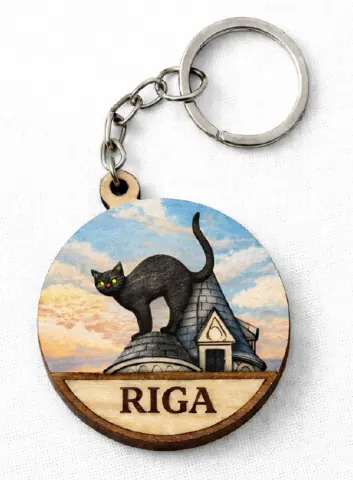 Divslāņu koka atslēgu piekariņš “Rīga”