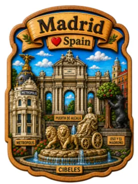 Divslāņu koka magnēts “Madride”