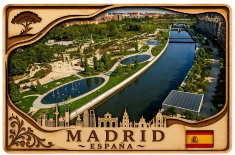Divslāņu koka magnēts “Madride”