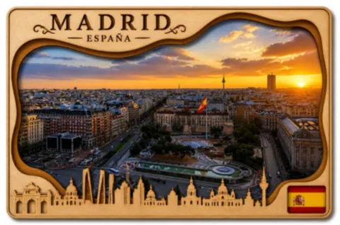 Divslāņu koka magnēts “Madride”
