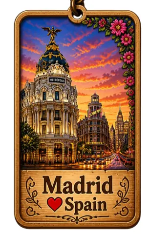 Divslāņu koka atslēgu piekariņš “Madride”