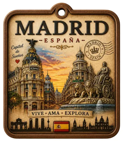 Divslāņu koka atslēgu piekariņš “Madride”